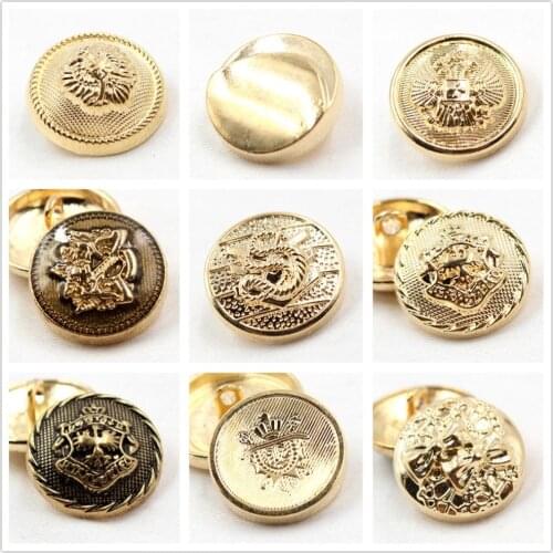 10 pcs , Classic fashion Black Gold Round metal buttons,DIY handmade materials, Clothing accessories free Black point oil button