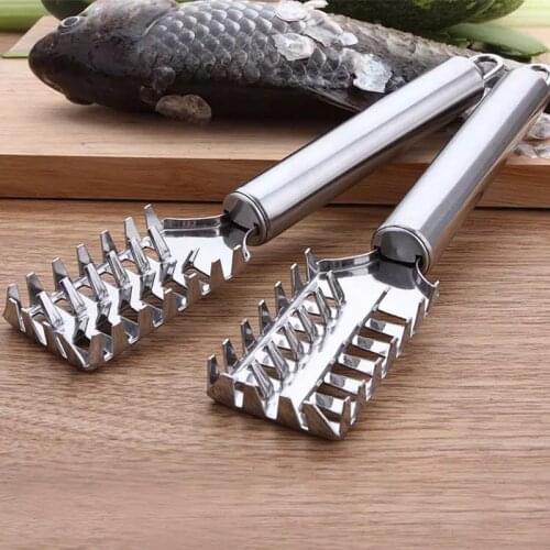 Kitchen Accessories 304 Stainless Steel Double-row Fish Scales Multi-purpose Fish Scraper Seafood Tools Creative