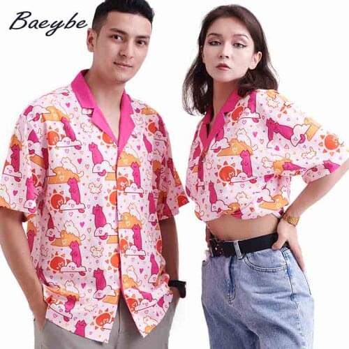 Summer Couple Home Dress Woman Button Up Shirt Short Sleeve Top Man Beach Clothing Unisex Casual Blouses Male&Female Streetwear