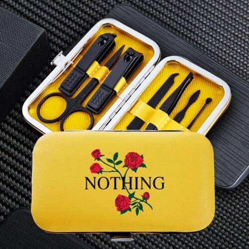 Fashion Flower Portable 7pcs Manicure Nail Clipper Sets Travel Stainless Steel Trimmer Clippers Cutter Scissors Accessories Tool