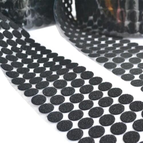 100pair Black White Round self Adhestive Hook And Loop Tape Strips Set With Super Sticky Glue Nylon Fabric Fastener MST05