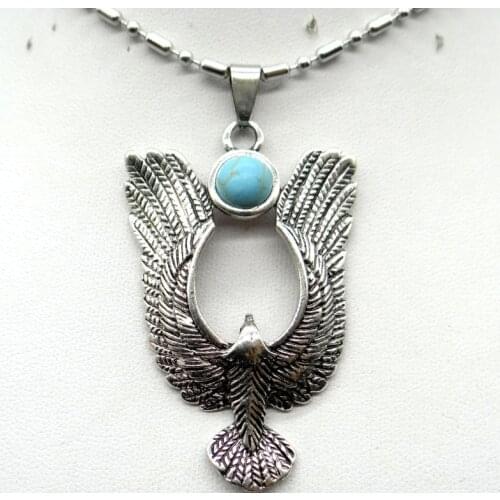 Natural Stone Turquoises Quartz crystal Antiek Zilver Zinklegering eagle Pendant for diy making necklace Accessories S4