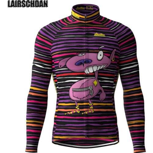 LairschDan Por Team New Long Sleeve Cycling Jersey Tops MTB Bicycle Clothing Wear Autumn Men Red Bike BMX Zipper Clothes Cycling