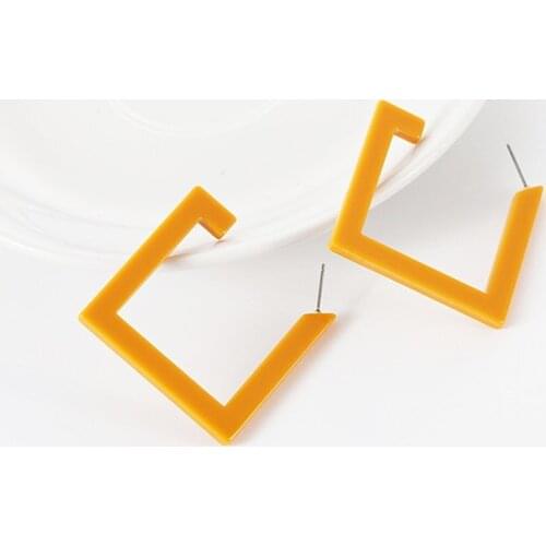 New Fashion Simple Resin Geometric Large Square Stud Earrings For Women Yellow Acrylic Earrings Pendientes Jewelry Gift