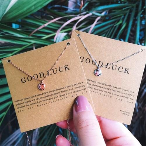 OBEAR Silver Plated Golden Silver Lucky Pendant Necklace Simple Wild Charm Collar for Women Party Jewelry Gifts