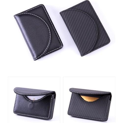 Office Business Name Card Holder PU Leather Box Credit ID Wallet Card Holder with 4 Colors fit for Womens & Mens