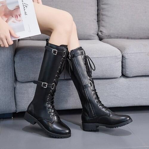 Sexy lace-up boots womens boots Roman style womens flat shoes shoes suede womens boots winter boots thigh high boots 35-40