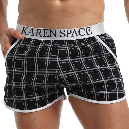 Side Pocket Beachwear Men Sportswear Plaid Black Red Blue Beachwear Breathable Trunks Beachwear Elastic Swim Boxers Male wear
