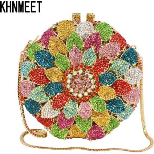 Sunflower petals india bag women bridal accessories banquet evening bag female rostone Crystal Clutch bag party purse SC202