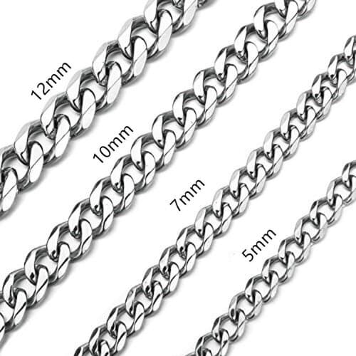 5/7/10/12/15/17/19MM Charms Stainless Steel Silver Color Cuban Curb Chain Mens Unisexs Jewelry Necklace Or Bracelet Bangle7-40"