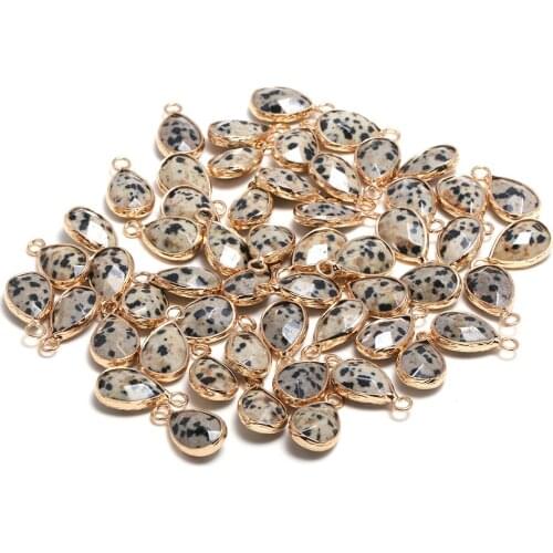 Natural Stone Pendants Drop Shape in Section Semi-precious Stone Edging Necklace Pendant for DIY Jewelry Making Size 10x14 mm