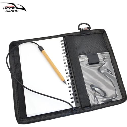 Scuba Diving Writing Pad Notebook Underwater Slate Gear with Pencil Clip PU Leather & PP Polypropylene Wearing Resistance