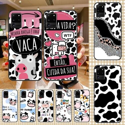 Cow Print White Phone case For Samsung Galaxy Note 4 8 9 10 20 S8 S9 S10 S10E S20 Plus UITRA Ultra black trend hoesjes tpu coque