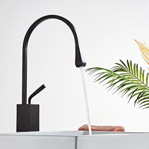 Bathroom Basin Faucet Single Lever 360 Rotation Spout Moder Mixer Tap Deck Mounted Single Hole Tap Sink Faucet Water Crane Mixer