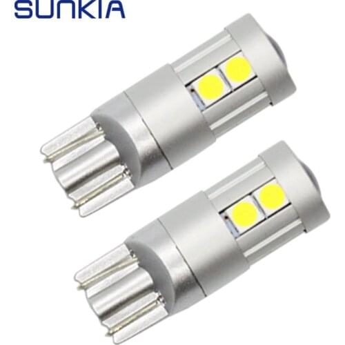 SUNKIA 2Pcs/Lot T10 LED Bulb W6W 194 168 ERROR Free Interior External LED Light CANBUS 3030 9SMD Clearance Width Parking Lamp