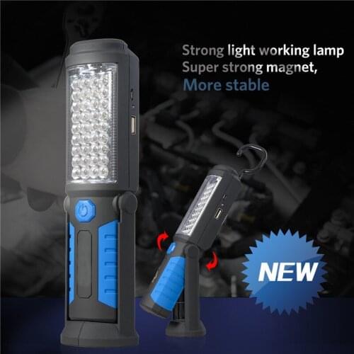 Super Bright USB Charging 36+5 LED Flashlight Work Light Magnetic+HOOK +Mobile Power for Your Phone Outdoor