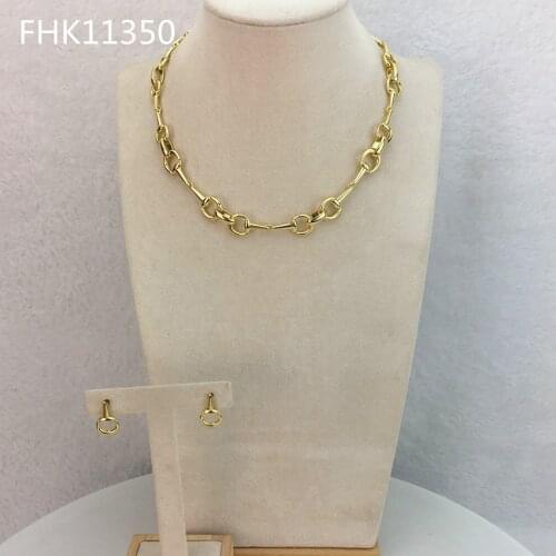 Yuminglai Dubai Jewelry Sets Simple Jewelry for Women Necklace with Earrings FHK11350