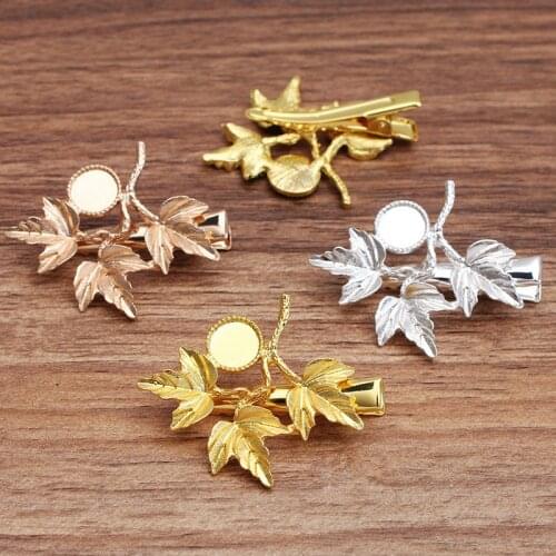 20 PCS 33x40mm Metal Alloy Leaf Hair Clip Base Gold Silver Plated Hairgrips Setting New Hairpin For Women Hair Decorations