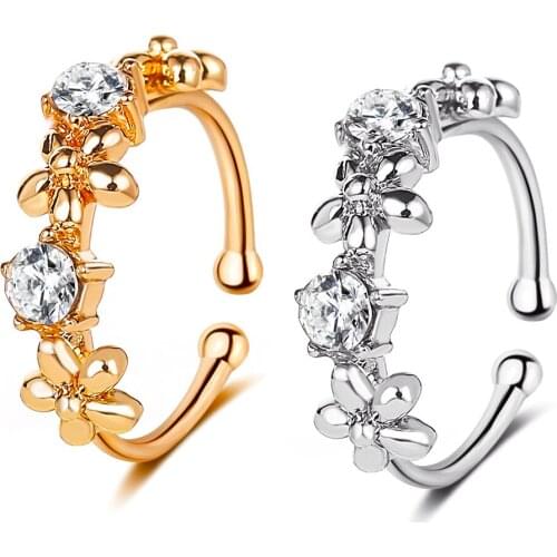 1pc New Fashion Crystal Ear Clip Chic Ear Cuff Crystal Flower Cartilage Wrap Clip Non Piercing Jewelry Lady Wholesale Gifts