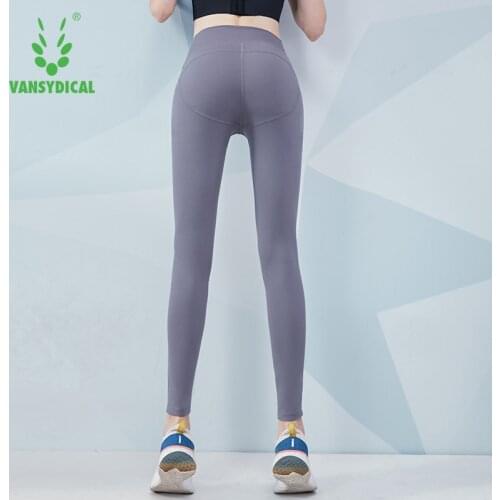 VANSYDICAL Yoga Pants Women Solid Compression Running Tights High Waist Training Sport Gym Workout Legging Female Polyester
