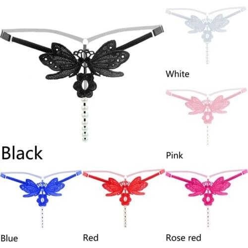 Lady Embroidery Butterfly G-string V-string Panties exy Adjustable Open Crotch Underwear Culotte Femme Bragas