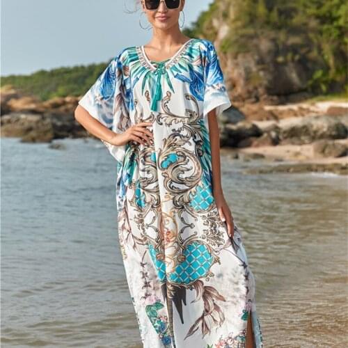 Swimming Dress For Woman Bathing Suit Cover Up Beach Swimsuit Capes Female Coverups Salida De Bano Playa Mujer 2020 Pareo Print