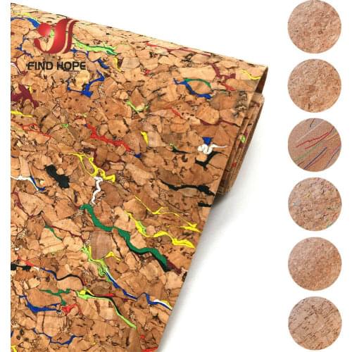 1pcs 20cm*120cm Natural Cork Wood Leather Fabric Printed Colored Bow Craft Bag Shoes Material Roll DIY