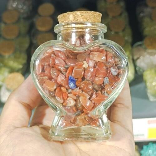 1pcs Agate peach heart energy measuring bottle natural crystal agate powder crystal energy decoration gift