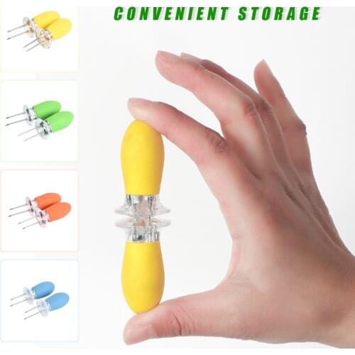 2pcs Corn Skewer Barbeque Corn Fork Stainless Steel BBQ Skewer with Silicone Handles