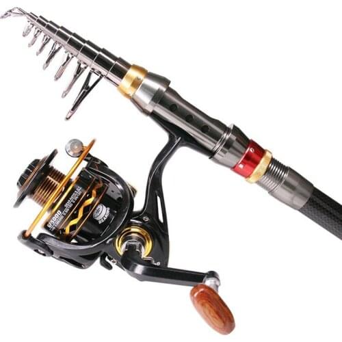 2021 Spinning Fishing Rod Travel Sea Pole 1.8m 2.1m 2.4m 2.7m 3.0m Surfcasting Carbon Telescopic Fishing Rod and Reel Combo Set