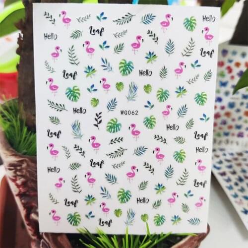 3D Stickers for Nails Leaf Grass Bird Letter Summer Design Nails Art Decoration Manicure Stickers Sliders Nail Foil Accessories