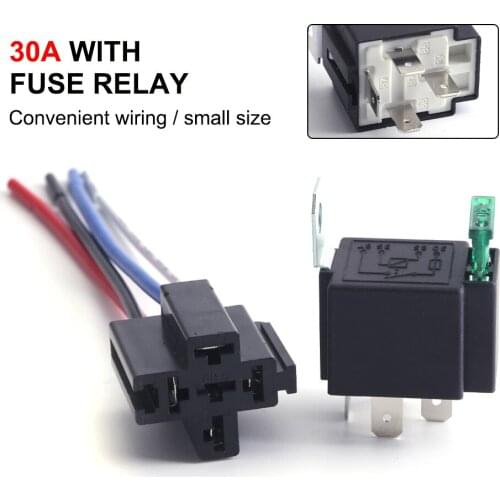 6pcs 5Pin SPST Automotive Electrical Relay with 14AWG Wires Car Fuse Relay Switch Harness Set for Car Lights Wiper Starter Audio