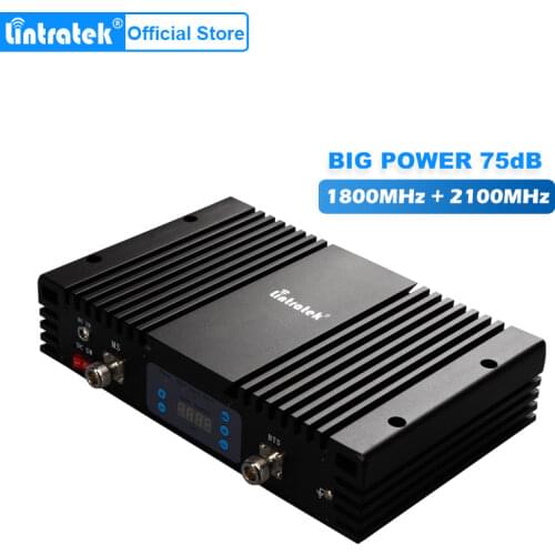 75db AGC MGC LCD 4G LTE 1800MHz+3G 2100MHz Dual Band Signal Boosters Powerful 1800+2100MHz Cell Phones Mobile Signal Repeater