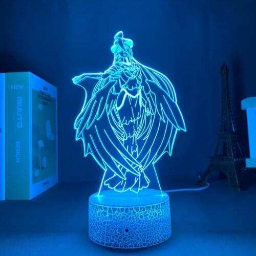Acrylic Led Night Light Anime Lamp Overlord Albedo Motion Sensor Light Valentines Day Gift Night Light For Children 3D Lamp