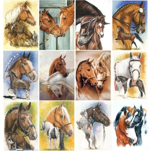 Horse Diamond Painting Arts Animal Farm Decor Embroidery Diamond Accessories 5D Handmade Arts and Crafts for Adult