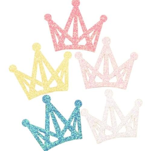 300PCS Sequin 2.6inch Crown Appliques Cute Hair Accessories for Girls Hair bows Center Kawaii Supplies for Making Embellishment