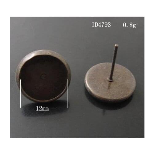 Free shipping!!! 200pcs bronze Cabochon Settings Earring Post /pad 12mm,earrings Base,Earrings Blank