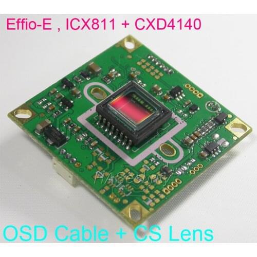 EFFIO-E 1/3" Sony Super HAD CCD ICX811 image sensor CXD4140 CCTV camera PCB board module + OSD cable + CS LENs