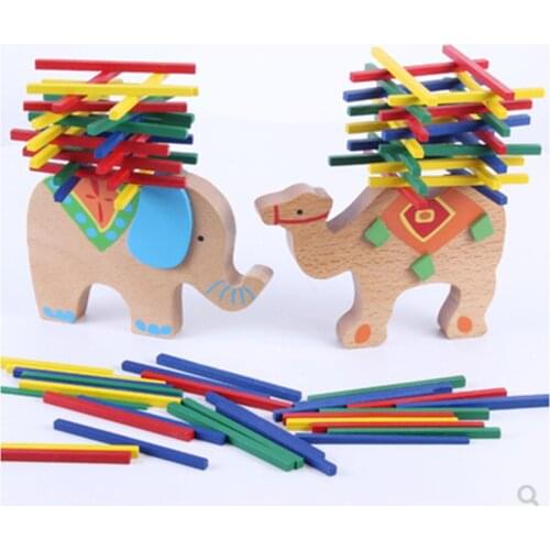 Kids Wooden Toys Animal Balancing Blocks Wooden Blocks Montessori Toys Elephant Balance Toys For Children