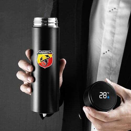 For Fiat abarth 500 500L Spider Coupe Panda 500ml Smart Thermos Bottle Temperature Display Portable Stainless Steel Thermos Mug