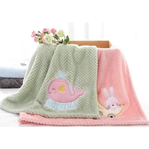 Cartoon Pineapple Plaid Embroidered Baby Blanket Comfort Thickened Corn Kernel Baby Blanket