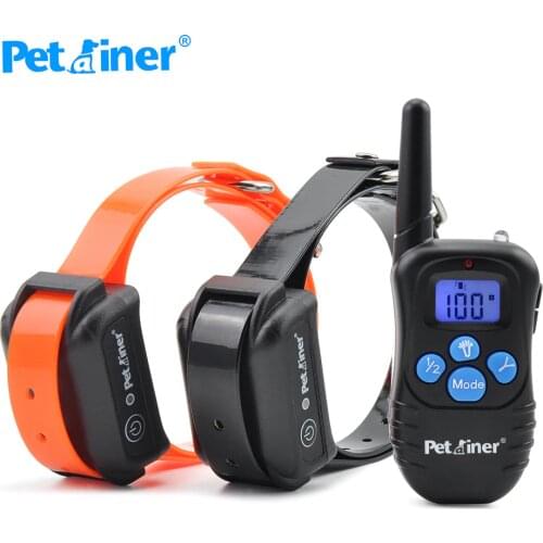 Petrainer 998DBB-2 Dog Shock Collar 300M Control Waterproof And Rechargeable Dog Electric Collar