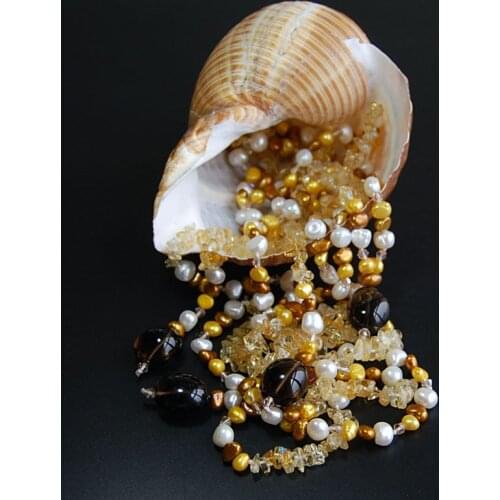 Hot sell Open style natural baroque colorful freshwater pearl long sweater chain necklace fashion jewelry