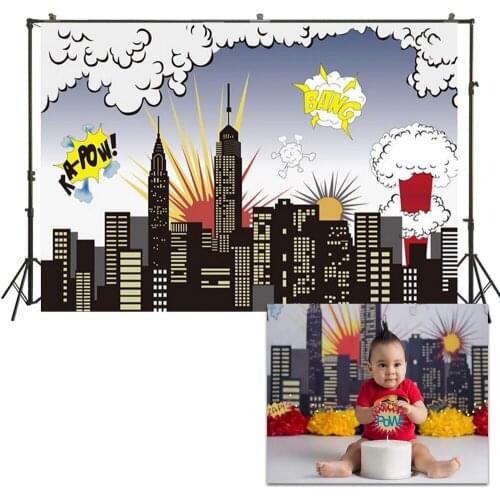 HUAYI Photo Background Super Hero Birthday Party Photography Backdrops Newborns Baby Child Studio Booth Backdrop W-511