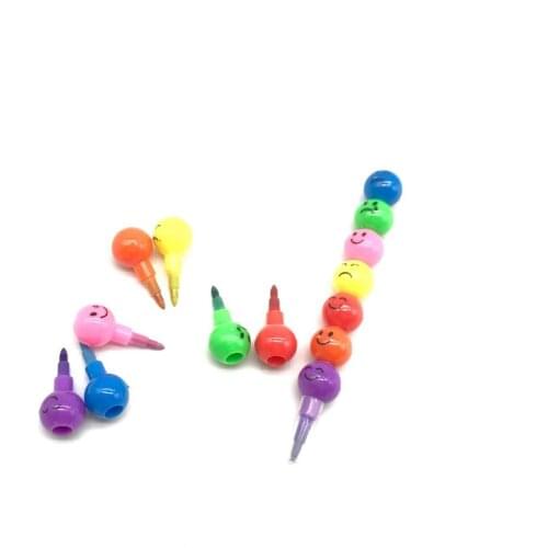 7 Color Crayons Cartoon Smiley Face Expression Candy Gourd Pen Children Students Painting Stationery School Office Supplies