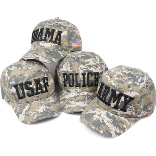 Men Baseball Caps Unisex Camouflage embroidery ARMY/USFA/PLICE Letter Curved Sun Visor Hip-Hop Cap Hat Women Adjustable Caps