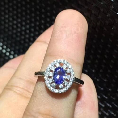 Natural And Real Tanzanite luxury ring ring Free shipping gemstone 925 sterling silver Fine jewelry