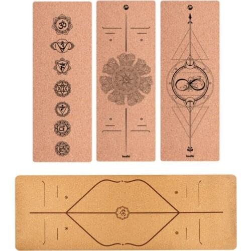 TPE Widens Yoga Mat 183cm*68cm Cork Yoga Mat Comfortable Non-slip Pilates Mat Portable Outdoor Exercise Mat 5mm Thick