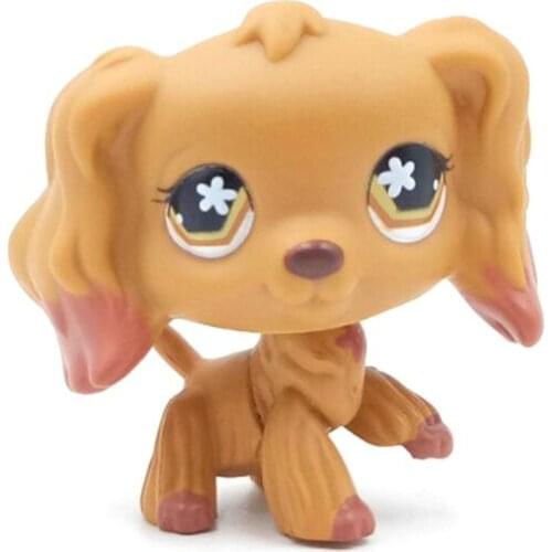 LPS CAT Real original animal figure pet shop toys #716 brown cocker spaniel dog with flower eyes girl gifts