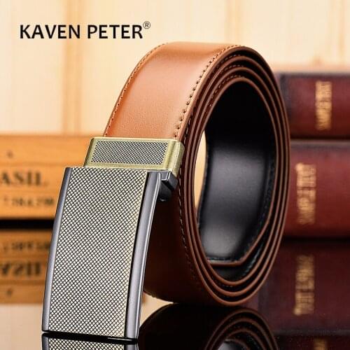 Man Plate Reversible Buckle Leather Belt For Business Classic Luxury Cowhide Strap Male Belts For Men Fashion High Quality